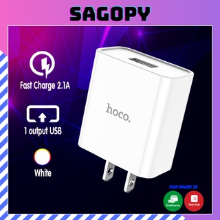 Củ sạc nhanh HOCO C81 (5V-2.1A), cốc sạc nhanh cho điện thoại Lightning, Samsung type c, micro usb android chính hãng