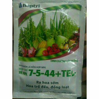 [Kali siêu ngọt] Phân bón lá/rễ NPK 7-5-44+TE Hợp Trí- Ra hoa sớm, hoa trổ đều, đồng loạt, ngừa thối trái