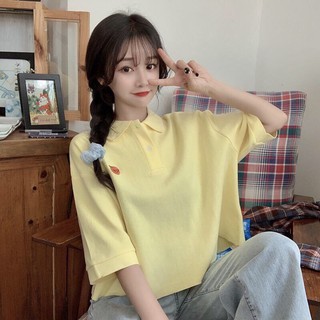 áo thun nữ croptop cổ POLO tay lỡ 0095