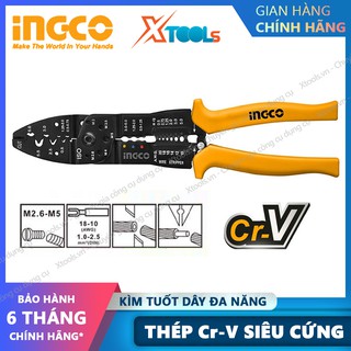 Kìm tuốt cắt dây điện sợ quang đa năng INGCO 8.5" 10" kềm thép Cr-V siêu bền chắc phù hợp với hầu hết mọi kích cỡ dây
