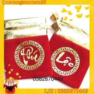100 Túi Gấm Nhung Phúc Lộc Đỏ May Mắn Phong Thuỷ 7x9cm
