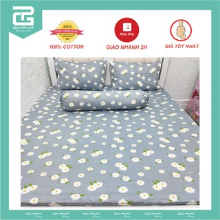 Bộ ga gối mẫu hoa cúc cotton Thắng Lợi
