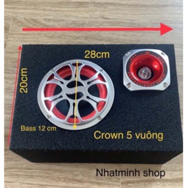 Loa Crown 5 đế vuông bluetooth(có nguồn 24vôn xe tải).