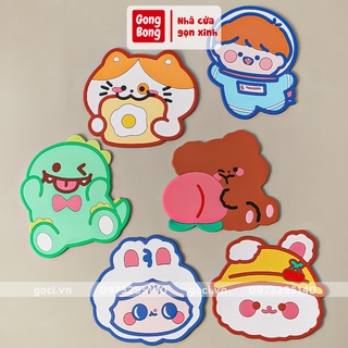 Miếng silicon lót ly cốc cách nhiệt chống thấm nước chống trượt hình gấu cute dễ thương