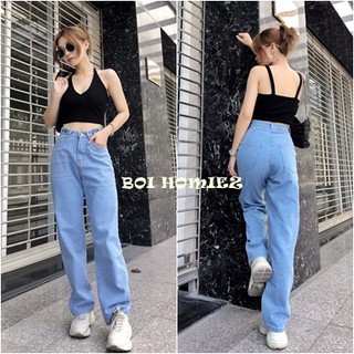 [CLIP THẬT] Quần Jeans nữ ống rộng Simple Jeans lưng cao dáng suông cao cấp, unisex ( MÀU NHẠT)