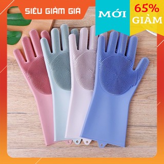 [1 Đôi] Bao Tay Rửa Chén Silicon Găng Tay Rửa Chén Bát Silicon Có Gai Tạo Bọt