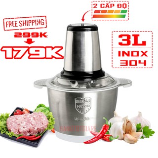 Máy Xay Thịt Cối Inox 3L Công suất 300W,4 Lưỡi Đa Năng - Cối Xay Thực Phẩm Đa Năng + Tặng Kèm 1 Lưỡi Dự Phòng