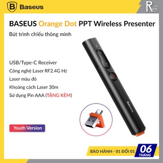 Bút Trình Chiếu Baseus Orange Dot PPT Wireless Presenter cho Macbook/ Windows/ Android Kết Nối USB Và Type-C Receiver