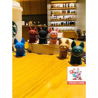 Móc khóa hình chú chó bulldog xinh hot trend dễ thương, móc chìa khoá keychain cún dog nhiều màu có kèm vong đeo tay