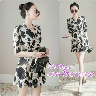 Hàng nhập - Jumpsuit ngắn lụa in họa tiết độc đáo, bộ jum short trẻ trung xinh xắn