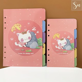 Tập bìa phân trang Love to sleep cat size A5/A6 6 lỗ