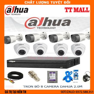 {Giá Hủy Diệt}Trọn Bộ 8 Camera Quan Sát Dahua 2.0 megapixel  Full HD 1080P +HDD 500G + đầy đủ phụ kiện.