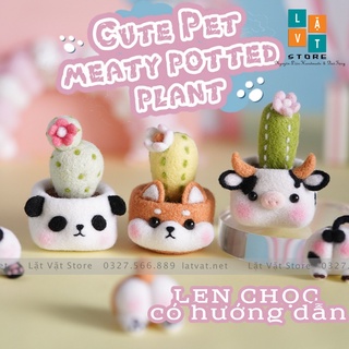 [NEW] Bộ len chọc Chậu Cây Thú Cưng 6 bé, có hướng dẫn, quà tặng handmade ý nghĩa - Needle felting Pet