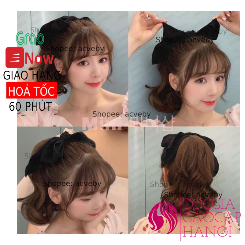 Tóc cột nơ xoăn ngắn