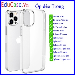 Ốp dẻo trong suốt IPHONE từ Iphone 6 đến iphone 12 pro max, chống sốc, chống ố vàng, hình ảnh shop chụp educase.v