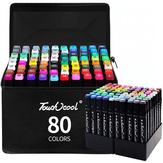 Màu marker bộ 24/36 Touchcool túi vải đen quay xách tiện dụng, có khay đế nhựa - B65