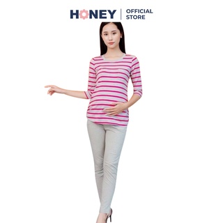 Bộ đồ ngủ pijama nữ tay lửng quần dài cho mẹ bầu sau sinh có chun rút, chât liệu co giãn, thoáng mát - ĐẦM BẦU HONEY