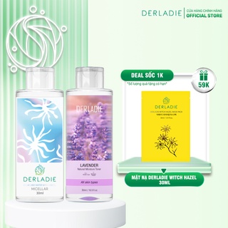 Bộ Sản Phẩm Nước tẩy trang Derladie Witch Hazel 30ml, Toner Derladie Lavender 30ml