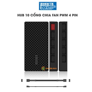 Hub chia Fan PWM 10 cổng 4 Pin hỗ trợ điều tốc, nguồn cấp điện quạt tản nhiệt cổng SATA