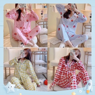 Đồ Bộ Mặc Nhà Pijama tay dài chất vải cotton co dãn, có size từ 40-75kg