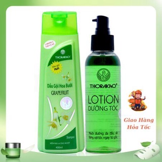 Thorakao bộ đôi dầu gội hoa bưởi 400ml và tinh dầu bưởi lotion dưỡng tóc 150ml
