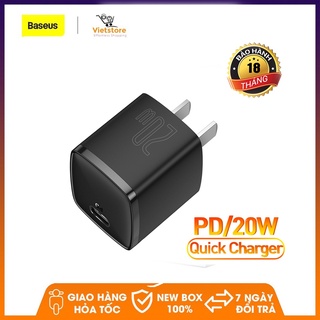 Bộ Sạc Baseus USB Type C chuẩn PD 20W Bộ Sạc Di Động USB C Hỗ Trợ Sạc Type C Sạc Nhanh Cho IP13,IP12ProMax, IP11,...