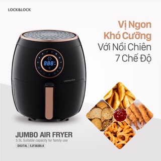 NỒI CHIÊN KHÔNG DẦU ĐIỆN TỬ LOCK&amp;LOCK CỠ ĐẠI 5.5L EJF383BLK