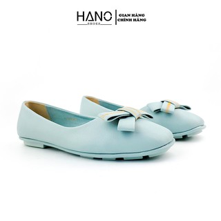Giày bệt Nữ Mũi vuông nơ xinh Da thật mềm Cao cấp siêu êm HANO - B0770