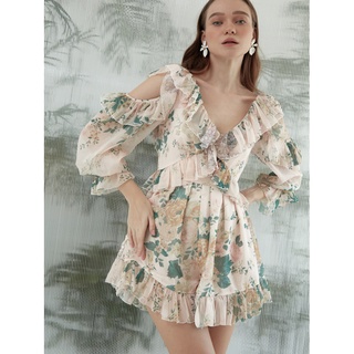 COCO SIN - Playsuit Hoa Xanh Ruffle