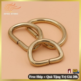️️️ Khoen Móc Khóa Chữ D CạnhTròn - Đồng Nguyên Chất - Ring Phụ Kiện EDC - Độ dày 3 mm-  3 Size