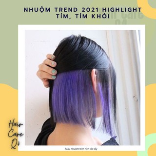 Thuốc nhuộm tóc thảo dược, nhuộm highlight trend 2022, nhuộm màu tím,tím khói - Hair CAre Q4