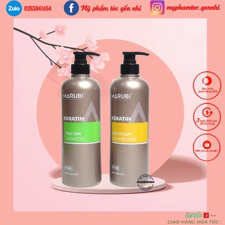 Dầu gội đầu keratin Marubi cặp dầu gội xả phục hồi hư tổn giảm rụng tóc 750ml chính hãng, Mỹ phẩm tóc yến nhi DG19