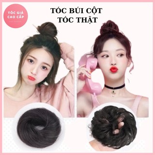 Tóc giả búi cột rối mini, dệt tóc thật 100%, búi mini tóc thật.