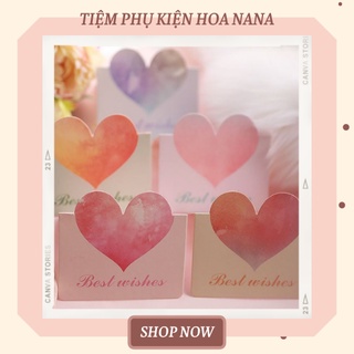 [Set 5 chiếc] Thiệp hình trái tim in chữ BEST WISHES, chúc mừng 8/3, sinh nhật, ngày lễ Valentine, ngày kỷ niệm