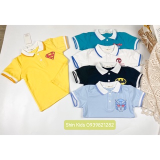 Full Size (14-28kg) Áo Cộc Chất 100% Cotton Cổ Trụ In Hình Siêu Nhân Dành Cho Bé Trai Và Bé Gái