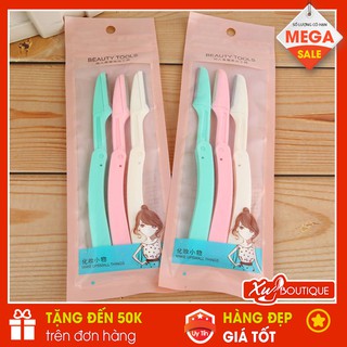 Bộ 3 Dao Cạo, Tỉa Lông Mày, Chân Mày Tóc Mái Tiện Lợi