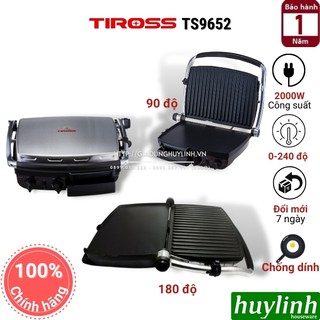 [Mã ELHAMS5 giảm 6% đơn 300K] Kẹp - vỉ nướng điện đa năng Tiross TS9652 - 2000W