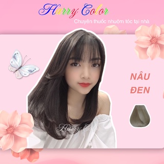 Thuốc nhuộm tóc Nâu đen  [dưỡng tóc]  [không tẩy tóc] tự nhuộm tóc tại nhà + tặng kèm Oxy trợ nhuộm và gang tay