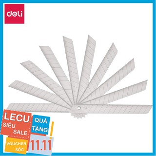 Lưỡi dao rọc giấy Deli, cỡ nhỏ, loại 13 lưỡi, Bạc 10 chiếc/hộp - 1 hộp E2012