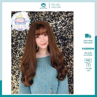 Tóc giả nguyên đầu xoăn bấm phồng 50cm - tặng kèm lưới