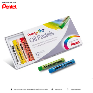 Sáp Màu Dầu Pentel Oil Pastel 12 màu PHN-12 | Màu Sắc Tươi Sáng | An Toàn Không Độc Hại