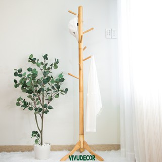 Cây Treo Quần Áo 100% Gỗ Tự Nhiên Vivudecor, Cây Treo Đồ ST 8 Nhánh Lắp Ráp Xuất Khẩu Hàn Quốc.