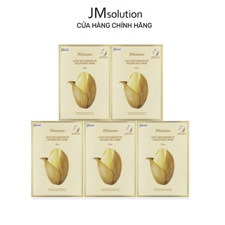 Combo 5 Mặt Nạ JMSolution Làm Trắng, Chống Lão Hóa Lacto Saccharomyces Golden Rice Mask 30ml x5