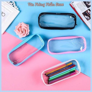 Túi đựng bút mỹ phẩm trong suốt du lịch mini đẹp có thể dán hình cute