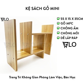 Kệ Sách Gỗ Mini Lắp Ghép Để Bàn Học