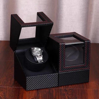 Hộp xoay đồng hồ vân CARBON ĐEN CAO CẤP - Lên cót duy trì cót đồng hồ cơ Automatic