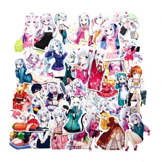 Sticker anime sagiri 30 cái ép lụa khác nhau có đề can bóc dán