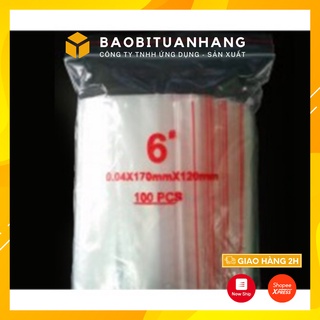 Gói 100 túi ziper số 6 cỡ 12x17 cm