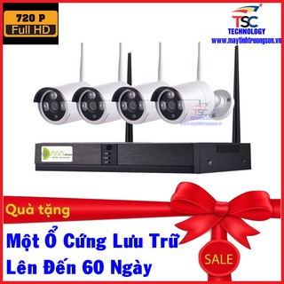 Bộ Camera KIWIVISION NVR4100 Wifi NVR Kit 4 Mắt Camera Thân Ống 1.0M HD 720P