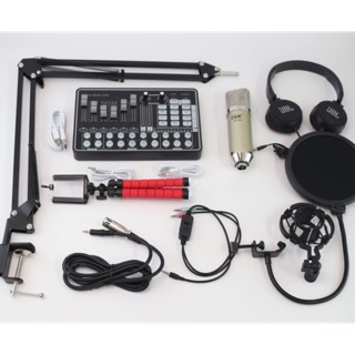 Combo thu âm livestream đầy đủ Mic isk At350-card H9 kèm đầy đủ phụ kiện và tai phone